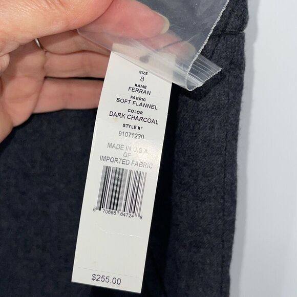 Theory Womens Ferran Flannel Wool Blend Tapered‎ Trouser Pants Charcoal Sz 8 NWT - Picture 6 of 11